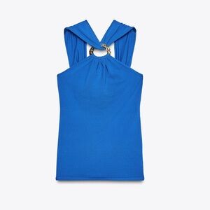 ZARA Blue Halter Top